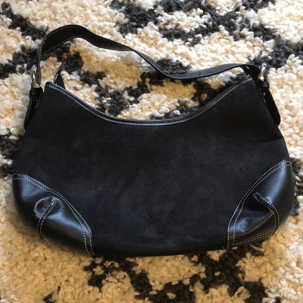 Black Suede Shoulder Purse - Picture 2 of 6